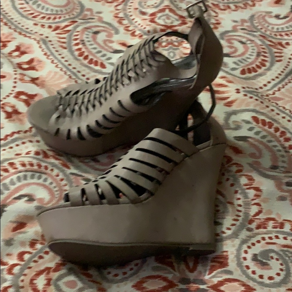 Beige wedge shoes